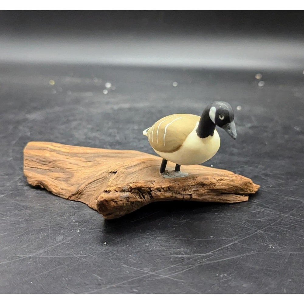 Hand Carved Wood Wooden Canadian Goose Driftwood Base 5.5"‎ Duck Waterfowl